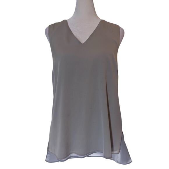 THEORY Silver Grey V-Neck Sleeveless Silk Blouse Medium - Picture 1 of 6